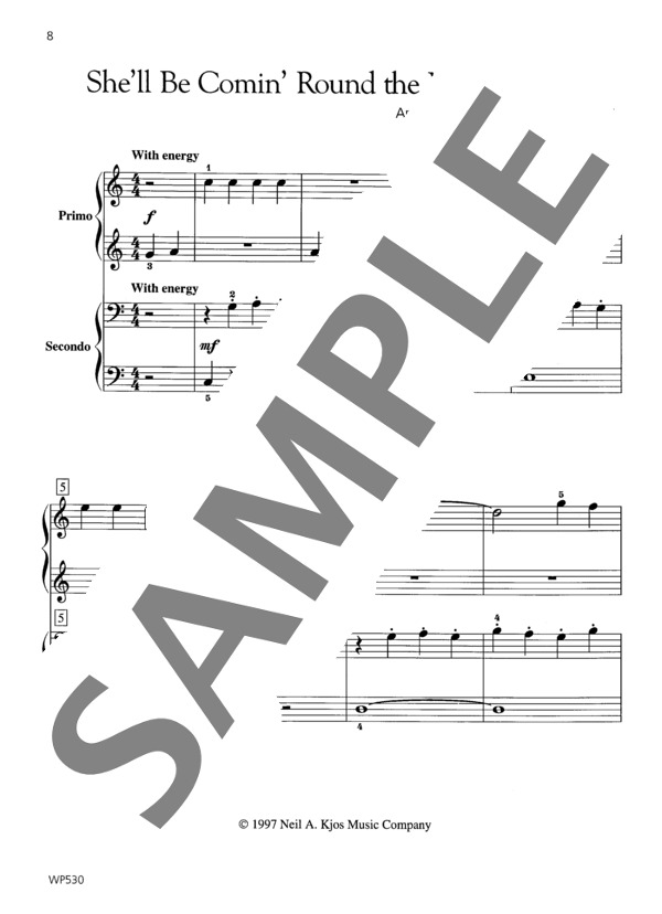 あの娘がやってくる (ウィークレー&アーガンブライト編曲 / 4手連弾譜） (ウィークレー＆アーガンブライト) / ピアノ連弾 初級 - サンプル譜面 2/3