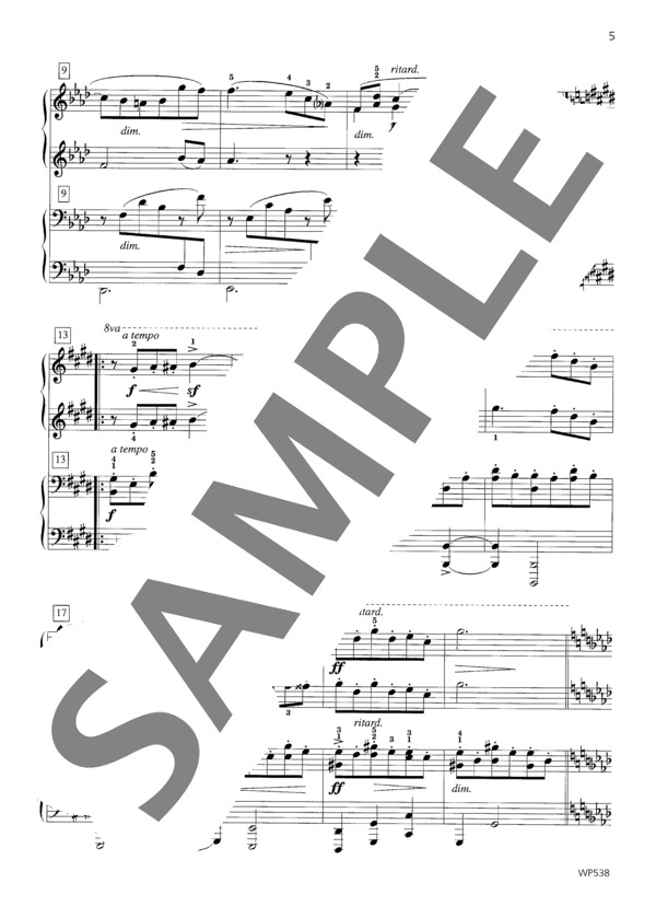 スラヴ舞曲 Op. 72, No. 8  (ウィークレー&アーガンブライト編 / 4手連弾譜） (アントニン・ドヴォルザーク) / ピアノ連弾 中級 - サンプル譜面 3/5