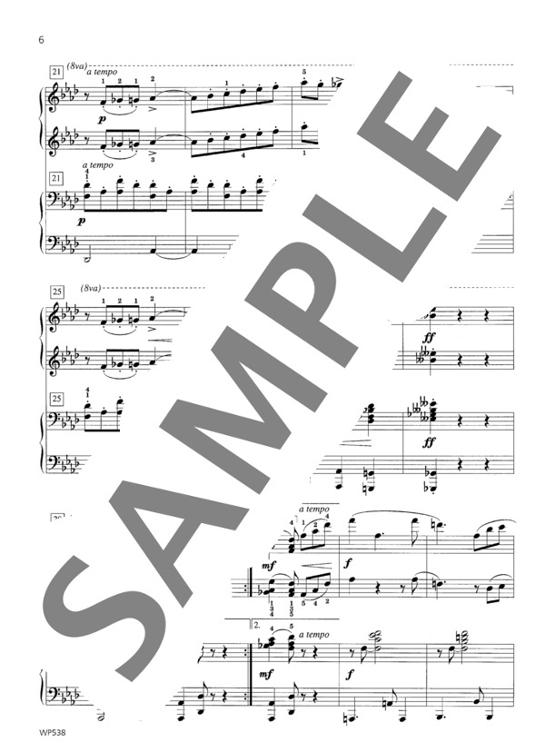 スラヴ舞曲 Op. 72, No. 8  (ウィークレー&アーガンブライト編 / 4手連弾譜） (アントニン・ドヴォルザーク) / ピアノ連弾 中級 - サンプル譜面 4/5