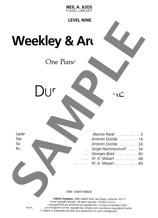 ソナタ 変ロ長調 K.358  (ウィークレー&アーガンブライト編曲 / 4手連弾譜） (ヴォルフガング・アマデウス・モーツァルト) / ピアノ連弾 中級 - サンプル譜面 1/5