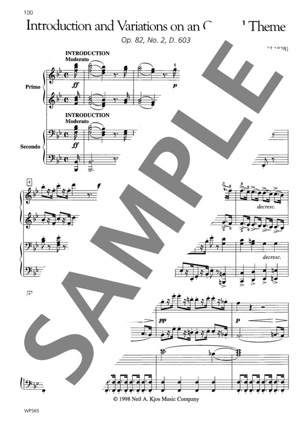 序奏、創作主題による4つの変奏曲と終曲 変ロ長調  (連弾） (フランツ・シューベルト) / ピアノ連弾 中級 - サンプル譜面 2/5