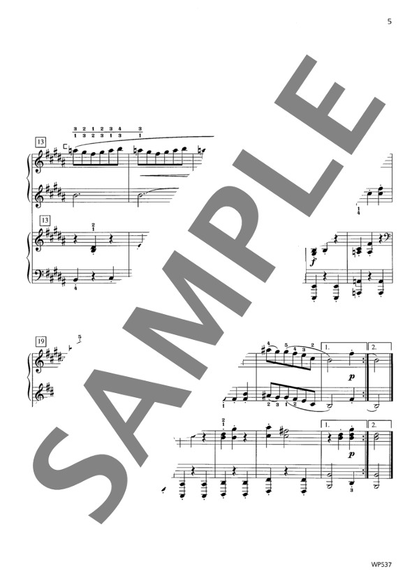 16のワルツ Op. 39より 第1番（ウィークレー&アーガンブライト編曲 / 4手連弾譜） (ヨハネス・ブラームス) / ピアノ連弾 初〜中級 - サンプル譜面 3/3