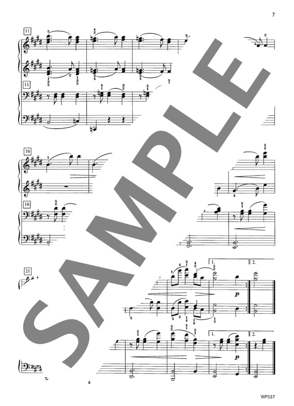 16のワルツ Op. 39より 第2番（ウィークレー&アーガンブライト編曲 / 4手連弾譜） (ヨハネス・ブラームス) / ピアノ連弾 初〜中級 - サンプル譜面 3/3