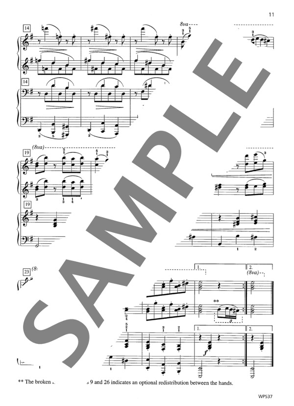 16のワルツ Op. 39より 第4番（ウィークレー&アーガンブライト編曲 / 4手連弾譜） (ヨハネス・ブラームス) / ピアノ連弾 中級 - サンプル譜面 3/3