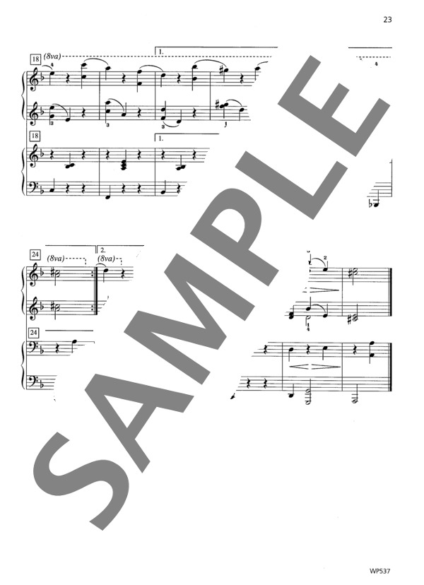 16のワルツ Op. 39より 第9番（ウィークレー&アーガンブライト編曲 / 4手連弾譜） (ヨハネス・ブラームス) / ピアノ連弾 初〜中級 - サンプル譜面 3/3