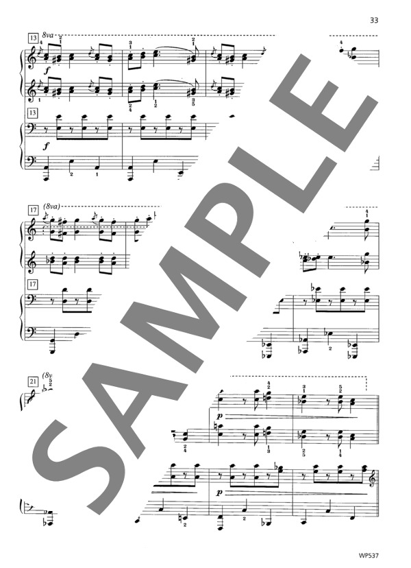 16のワルツ Op. 39より 第14番（ウィークレー&アーガンブライト編曲 / 4手連弾譜） (ヨハネス・ブラームス) / ピアノ連弾 中級 - サンプル譜面 3/5