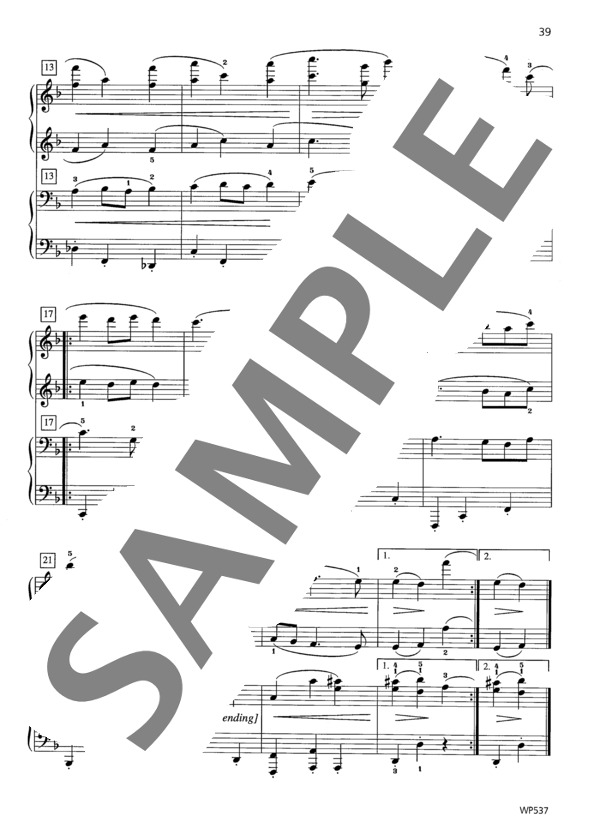 16のワルツ Op. 39より 第16番（ウィークレー&アーガンブライト編曲 / 4手連弾譜） (ヨハネス・ブラームス) / ピアノ連弾 初〜中級 - サンプル譜面 3/3