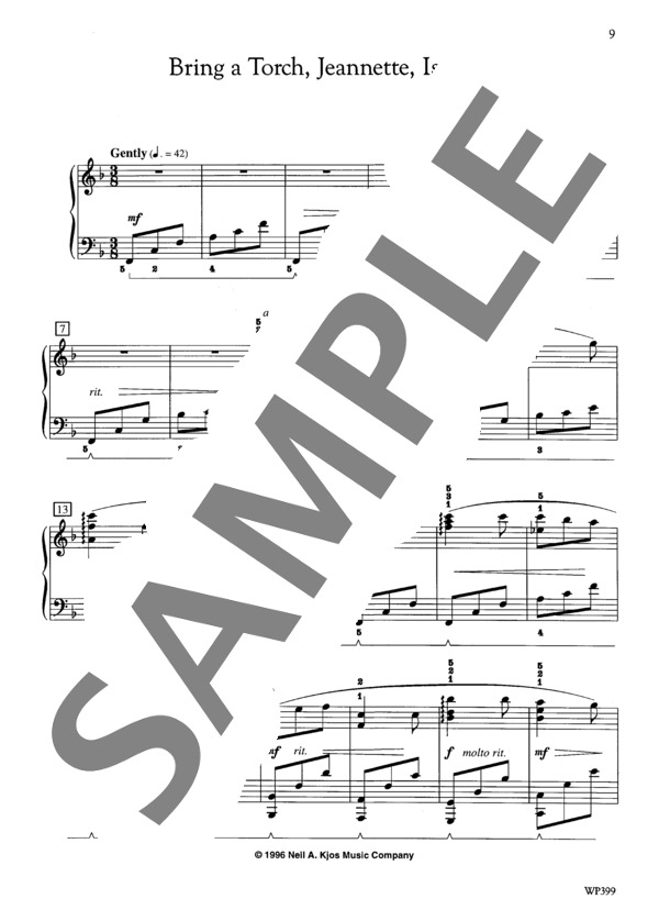 イェーガー編曲 たいまつ手に手に ~「クリスマス・トレジャーズ」より (ジェニーン・ネリス・イェーガー) / ピアノソロ 中級 - サンプル譜面 1/3