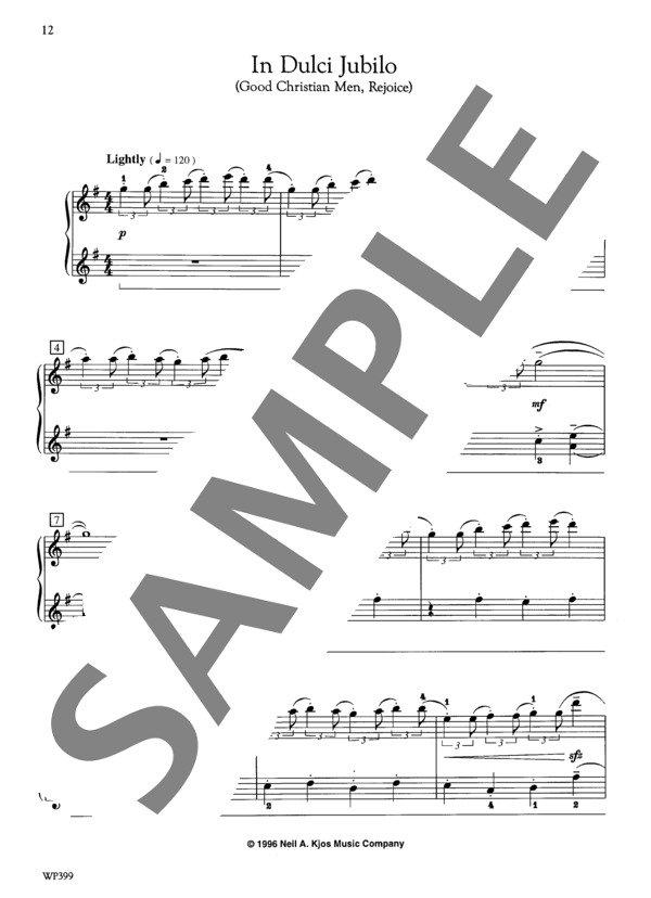 イェーガー編曲 もろびと声あげ ~「クリスマス・トレジャーズ」より (ジェニーン・ネリス・イェーガー) / ピアノソロ 中級 - サンプル譜面 1/5