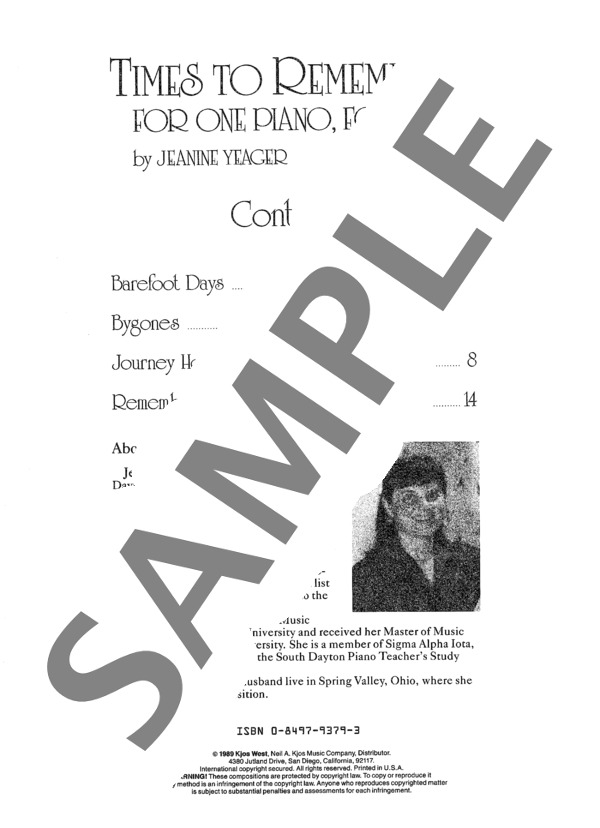 過去のこと ~「タイムズ・トゥー・リメンバー」より (連弾） (ジェニーン・ネリス・イェーガー) / ピアノ連弾 初〜中級 - サンプル譜面 1/3