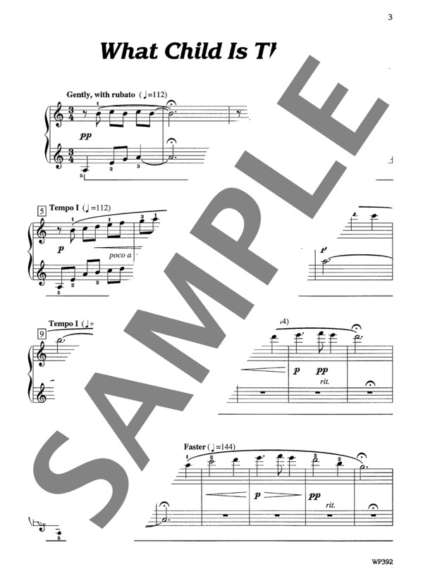 イェーガー編曲 この幼な児はどなたでしょう（グリーンスリーブス) ~「クリスマス・スプレンダーズ」より (ジェニーン・ネリス・イェーガー) / ピアノソロ 中級 - サンプル譜面 2/5