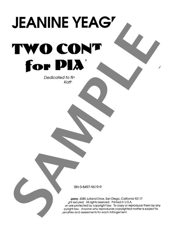 パット・ホワイトのためのプレリュード ~ピアノソロのための2つのコントラスト (ジェニーン・ネリス・イェーガー) / 初〜中級 - サンプル譜面 1/4