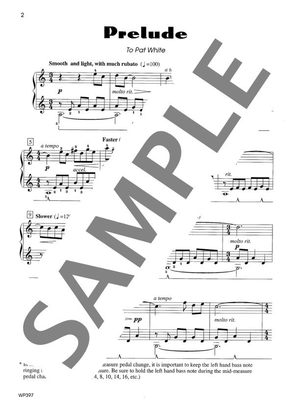 パット・ホワイトのためのプレリュード ~ピアノソロのための2つのコントラスト (ジェニーン・ネリス・イェーガー) / 初〜中級 - サンプル譜面 2/4