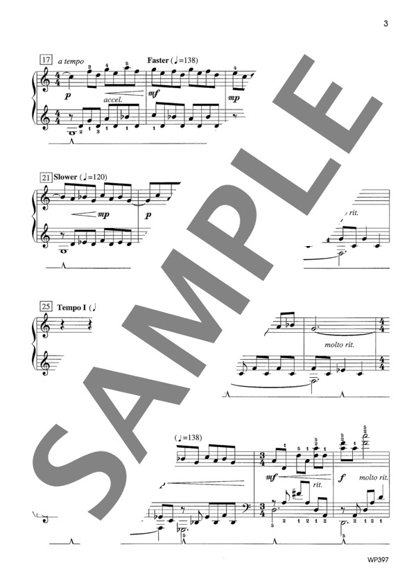 パット・ホワイトのためのプレリュード ~ピアノソロのための2つのコントラスト (ジェニーン・ネリス・イェーガー) / 初〜中級 - サンプル譜面 3/4