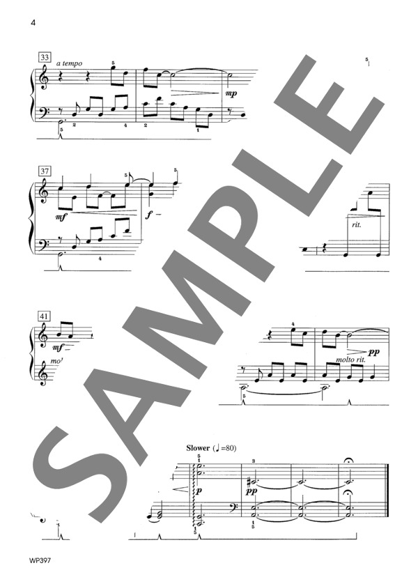 パット・ホワイトのためのプレリュード ~ピアノソロのための2つのコントラスト (ジェニーン・ネリス・イェーガー) / 初〜中級 - サンプル譜面 4/4