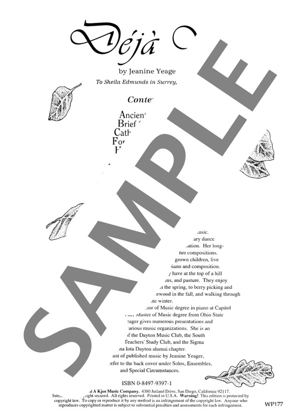 歴史の響き ~「デジャヴユ」より (ジェニーン・ネリス・イェーガー) / ピアノソロ 初〜中級 - サンプル譜面 1/4