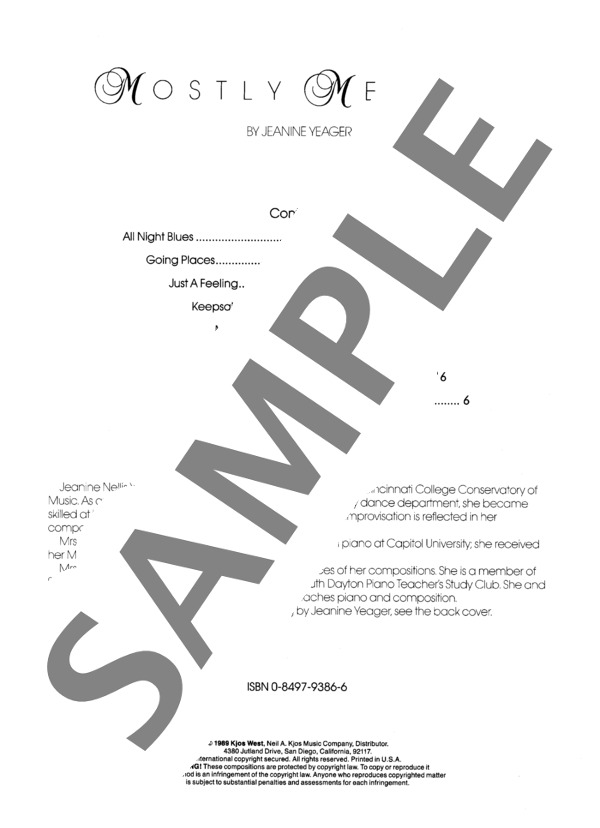 私だけの場所 ~「モーストリー・メロー」 (ジェニーン・ネリス・イェーガー) / ピアノソロ 初〜中級 - サンプル譜面 1/2