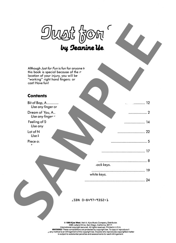 ちょっとしたバップ ~「ジャスト・フォー・ファン」より (ジェニーン・ネリス・イェーガー) / ピアノソロ 初〜中級 - サンプル譜面 1/3