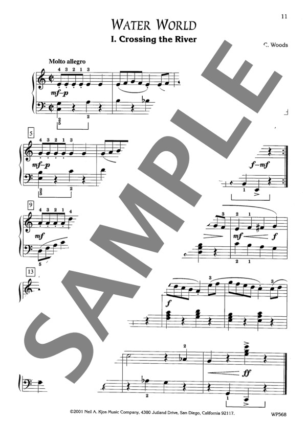 水の世界  ~「王女の4つの世界の冒険」より (ジェフリー・ウッズ) / ピアノソロ 初〜中級 - サンプル譜面 2/5