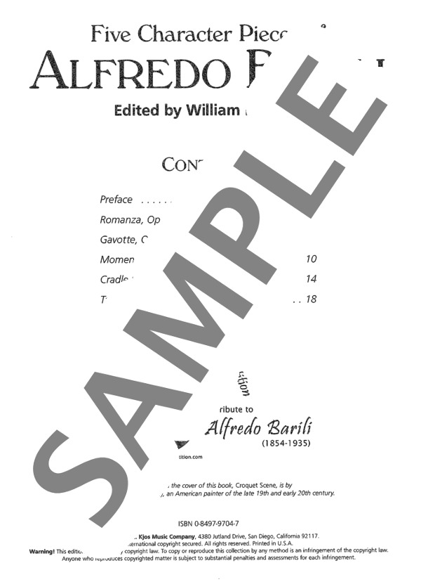 楽興の時 Op.26 ~「五つの性格的小品」より (アルフレッド・バリーリ) / ピアノソロ 中級 - サンプル譜面 1/5