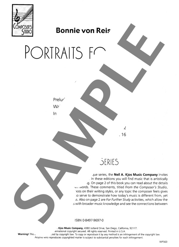 前奏曲 ~「ピアノのためのポートレート」より (ボニー・フォン・リース・ドー) / ピアノソロ 中級 - サンプル譜面 1/2