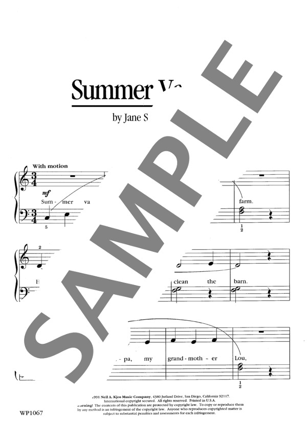 なつやすみ Summer Vacation (ジェーン・バスティン) / ピアノソロ 初級 - サンプル譜面 2/3
