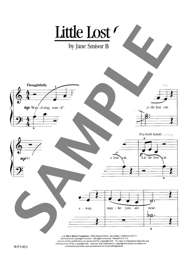 迷子の子ねこ Little Lost Cat (ジェーン・バスティン) / ピアノソロ 初級 - サンプル譜面 2/3