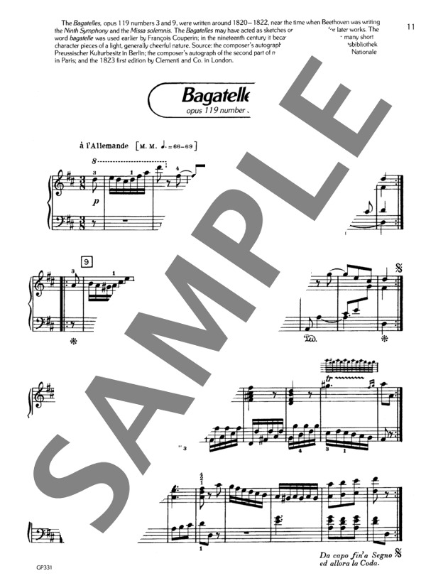 バガテル Op.119-3 (ルートヴィヒ・ヴァン・ベートーヴェン) / ピアノソロ 初〜中級 - サンプル譜面 2/3