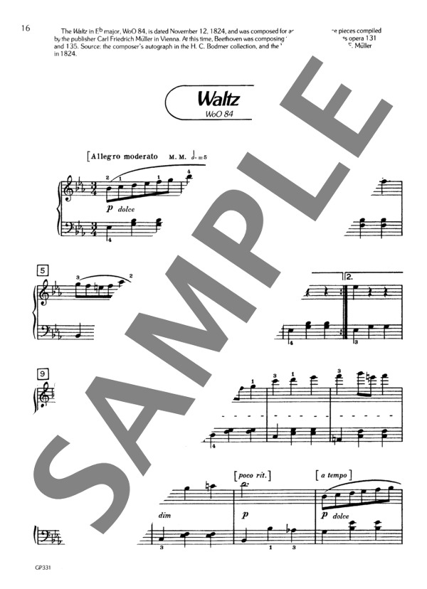 楽譜】ワルツ 変ホ長調 WoO.84 / ルートヴィヒ・ヴァン