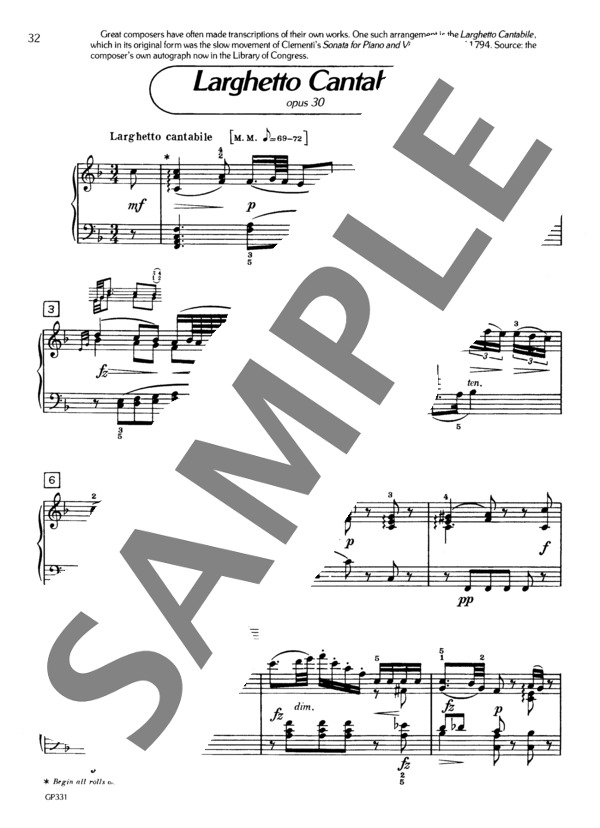 ラルゲットカンタビーレ ~ピアノとバイオリンのためのソナタ ハ長調 Op.30より~ (ムツィオ・クレメンティ) / ピアノソロ 初〜中級 - サンプル譜面 2/4