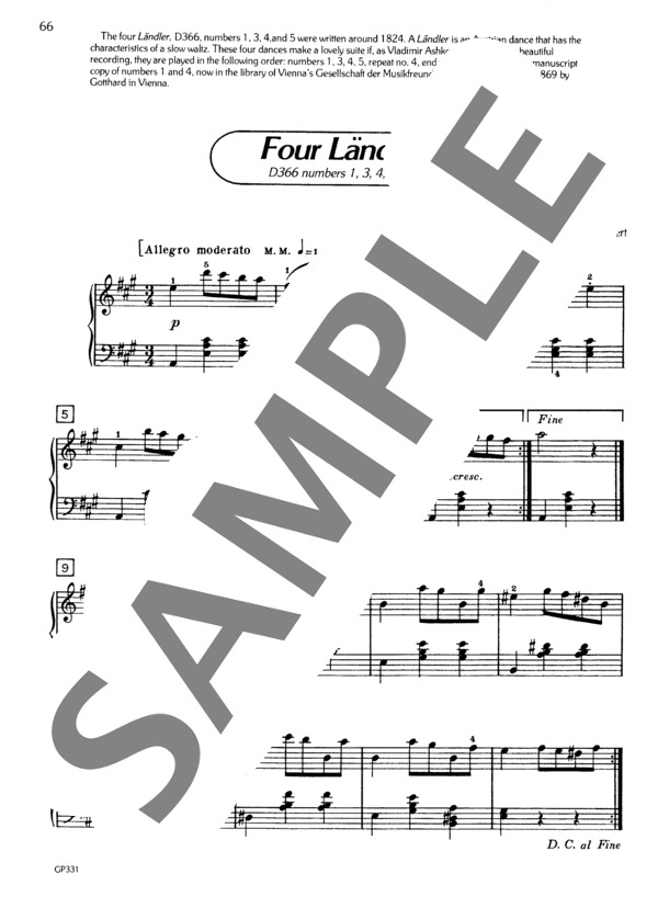 4つのドイツ舞曲 ~17のドイツ曲（レントラー集）より~ D366 (フランツ・シューベルト) / ピアノソロ 初級 - サンプル譜面 2/4