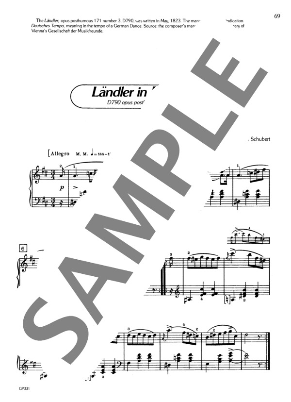 ドイツ舞曲 ニ長調 D.790 ~12のドイツ舞曲（レントラー集）より~ (フランツ・シューベルト) / ピアノソロ 初級 - サンプル譜面 2/3