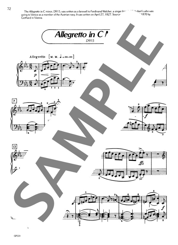 アレグレット ハ短調 D.915 (フランツ・シューベルト) / ピアノソロ 初〜中級 - サンプル譜面 2/3