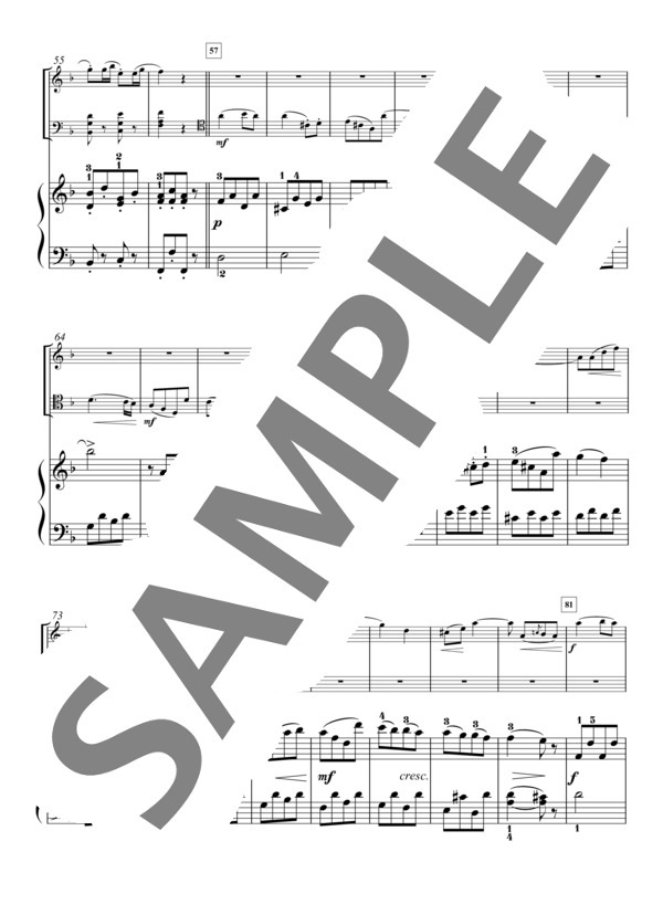 江崎光世監修 小山和彦編曲 ピアノ・トリオで弾くベートーヴェンのソナチネ ヘ長調より 第2楽章 (ルートヴィヒ・ヴァン・ベートーヴェン) / アンサンブルピアノ＋他楽器 初〜中級 - サンプル譜面 5/5