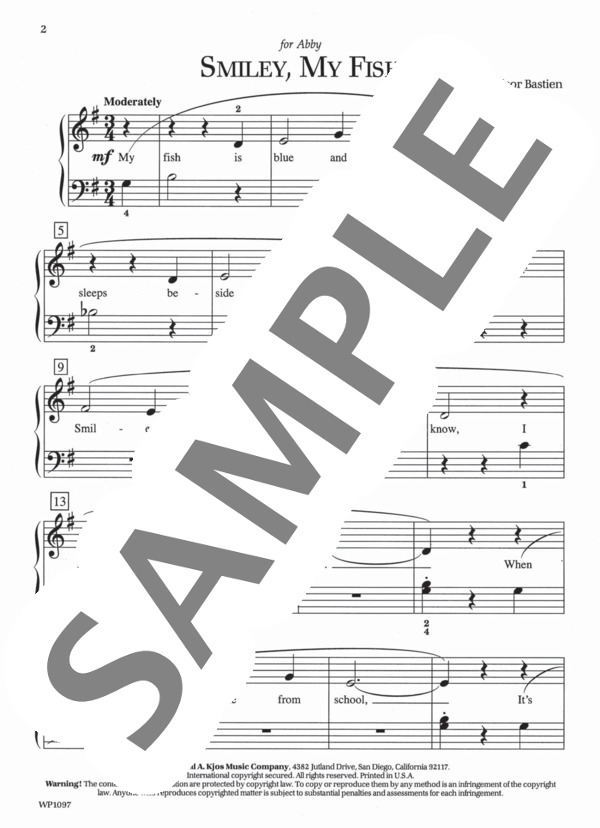 おさかなのスマイリー Smily, My Fish (ジェーン・バスティン) / ピアノソロ 初級 - サンプル譜面 2/3