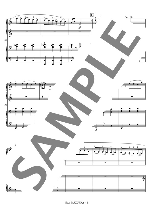 6つの小品 Op. 10 より 第4曲 マズルカ (連弾） (カール・マリア・フォン・ウェーバー) / ピアノ連弾 中級 - サンプル譜面 4/5