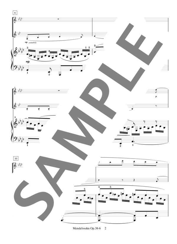 轟千尋編曲 デュエット~ピアノ学習者のためのアンサンブルシリーズ~ (スコア） (フェリックス・メンデルスゾーン) / アンサンブルピアノ＋他楽器 中〜上級 - サンプル譜面 3/5