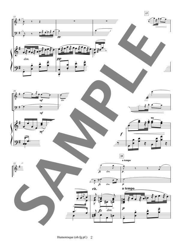 小山和彦編曲 管楽器によるピアノ トリオ ユモレスク（スコア&パート譜ob.fg.) (アントニン・ドヴォルザーク) / アンサンブルピアノ＋他楽器 中〜上級 - サンプル譜面 3/5