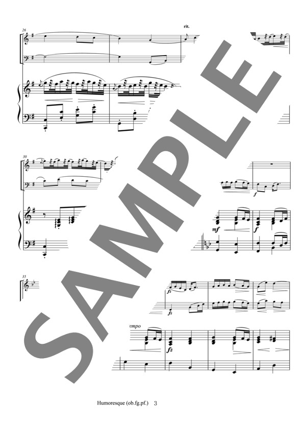 小山和彦編曲 管楽器によるピアノ トリオ ユモレスク（スコア&パート譜ob.fg.) (アントニン・ドヴォルザーク) / アンサンブルピアノ＋他楽器 中〜上級 - サンプル譜面 4/5