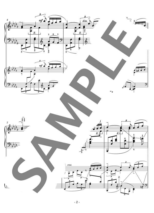 今井顕編曲 <パガニーニの主題によるラプソディー Op.43>より 第18変奏 <アンダンテ・カンタービレ> (セルゲイ・ラフマニノフ) / ピアノソロ 中〜上級 - サンプル譜面 3/5