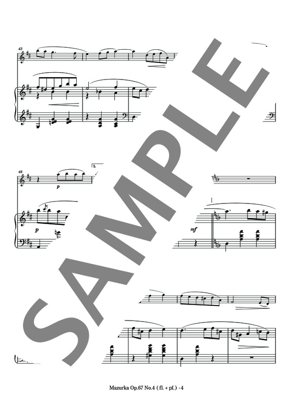 小山和彦編曲 管楽器とピアノのデュオによる マズルカOp.67-4(スコア&パート譜） (フレデリック・ショパン) / アンサンブルピアノ＋他楽器 中〜上級 - サンプル譜面 5/5