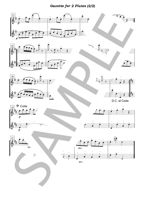 フルート2重奏 ゴセックのガボット、タンブウラン / 初級 - サンプル譜面 2/5
