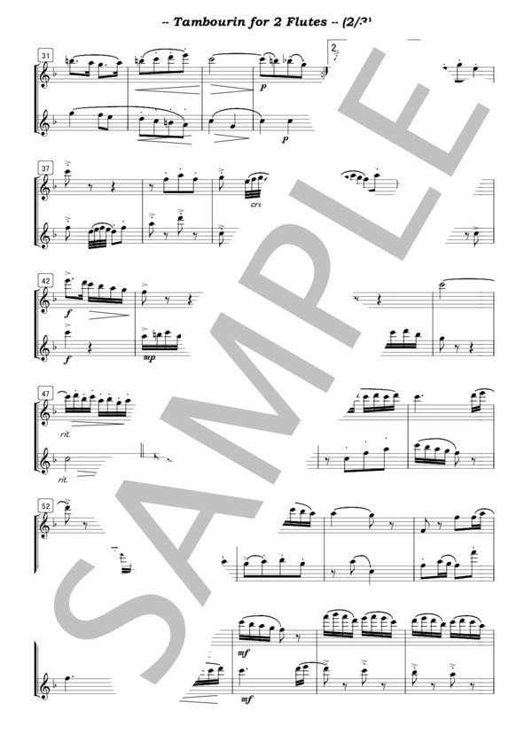 フルート2重奏 ゴセックのガボット、タンブウラン / 初級 - サンプル譜面 4/5