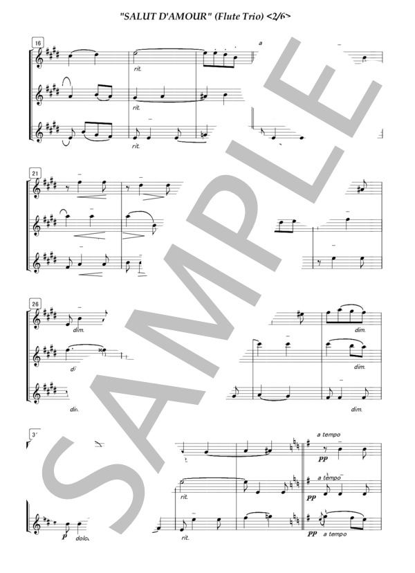 フルート三重奏 愛の挨拶 (エドワード・エルガー) / 初〜中級 - サンプル譜面 2/5