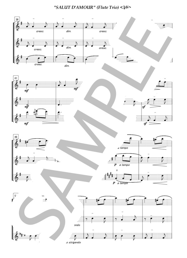 フルート三重奏 愛の挨拶 (エドワード・エルガー) / 初〜中級 - サンプル譜面 3/5