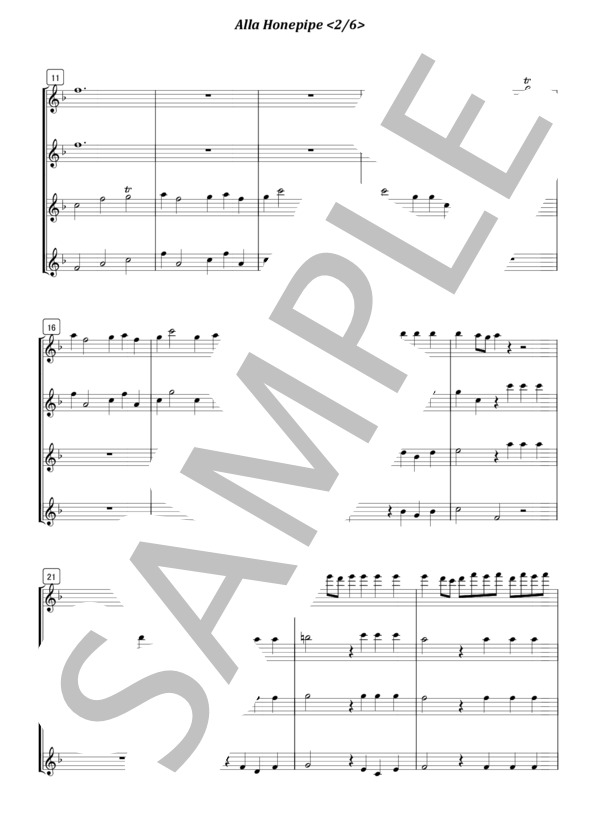 フルート4重奏 アラ・ホーンパイプ (ゲオルグ・フリードリヒ・ヘンデル) / 初〜中級 - サンプル譜面 2/5