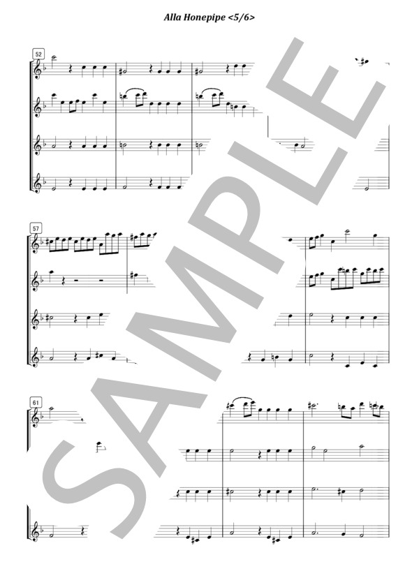 フルート4重奏 アラ・ホーンパイプ (ゲオルグ・フリードリヒ・ヘンデル) / 初〜中級 - サンプル譜面 5/5