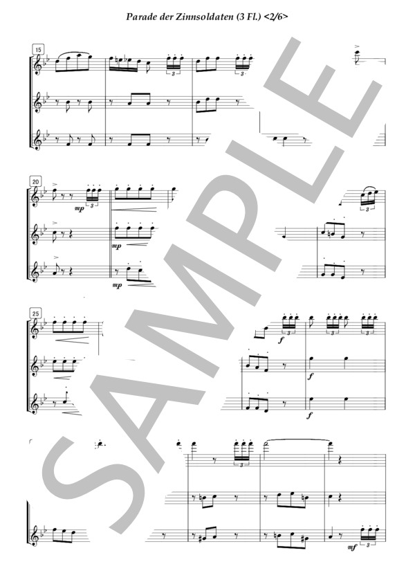 フルート三重奏 おもちゃの兵隊の行進 (レオン・イェッセル) / 初級 - サンプル譜面 2/5