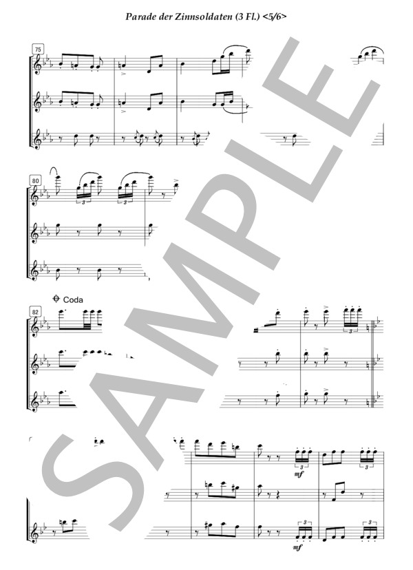 フルート三重奏 おもちゃの兵隊の行進 (レオン・イェッセル) / 初級 - サンプル譜面 5/5