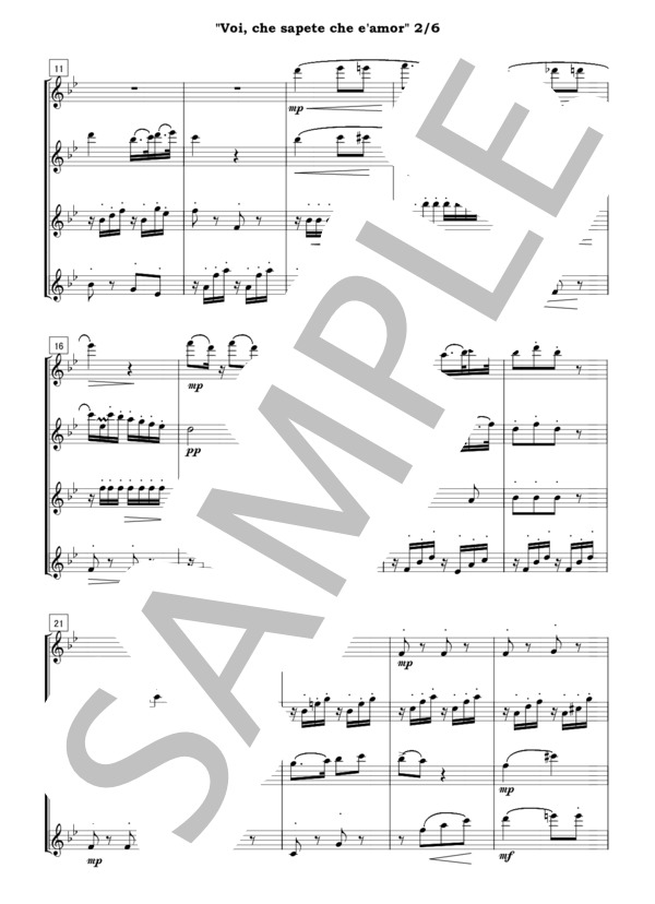 フルート4重奏 恋とはどんなものかしら (ヴォルフガング・アマデウス・モーツァルト) / 初〜中級 - サンプル譜面 2/5